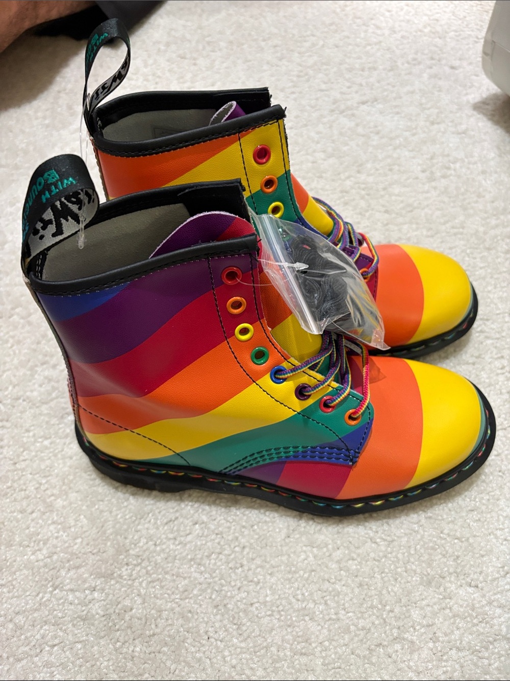 Dr. Martens Multicolor Rainbow Wave Leather Boots
